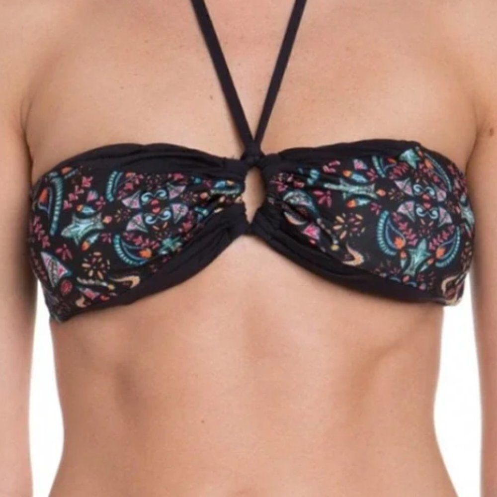 Gypsy 05 Bandeau Bikini Black Printed Paisley Bikini Top
